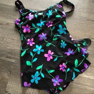 Maxine of Hollywood floral one piece bathing suit